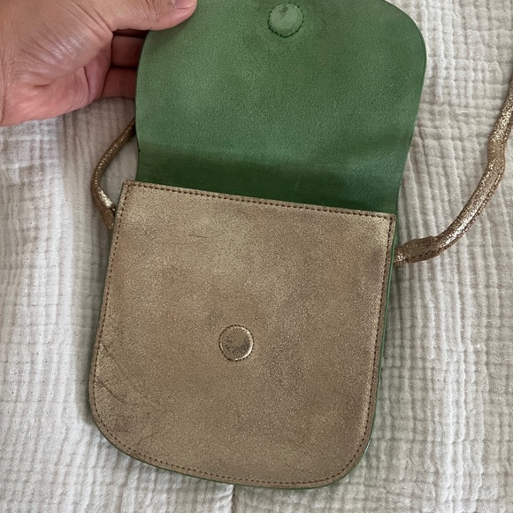 maje Vintage Gold Leather Crossbody Bag - Picture 3 of 15